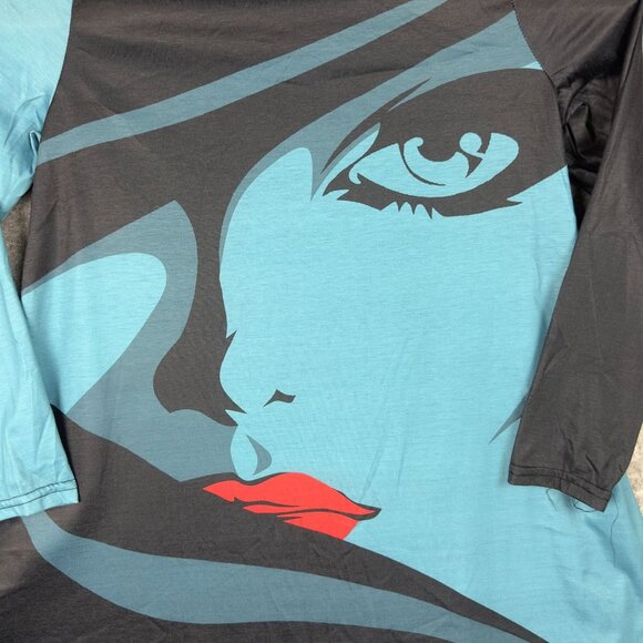 Misslook Graphic Tunic Womens M Turtleneck Long-Sleeve Face Print - Picture 3 of 10